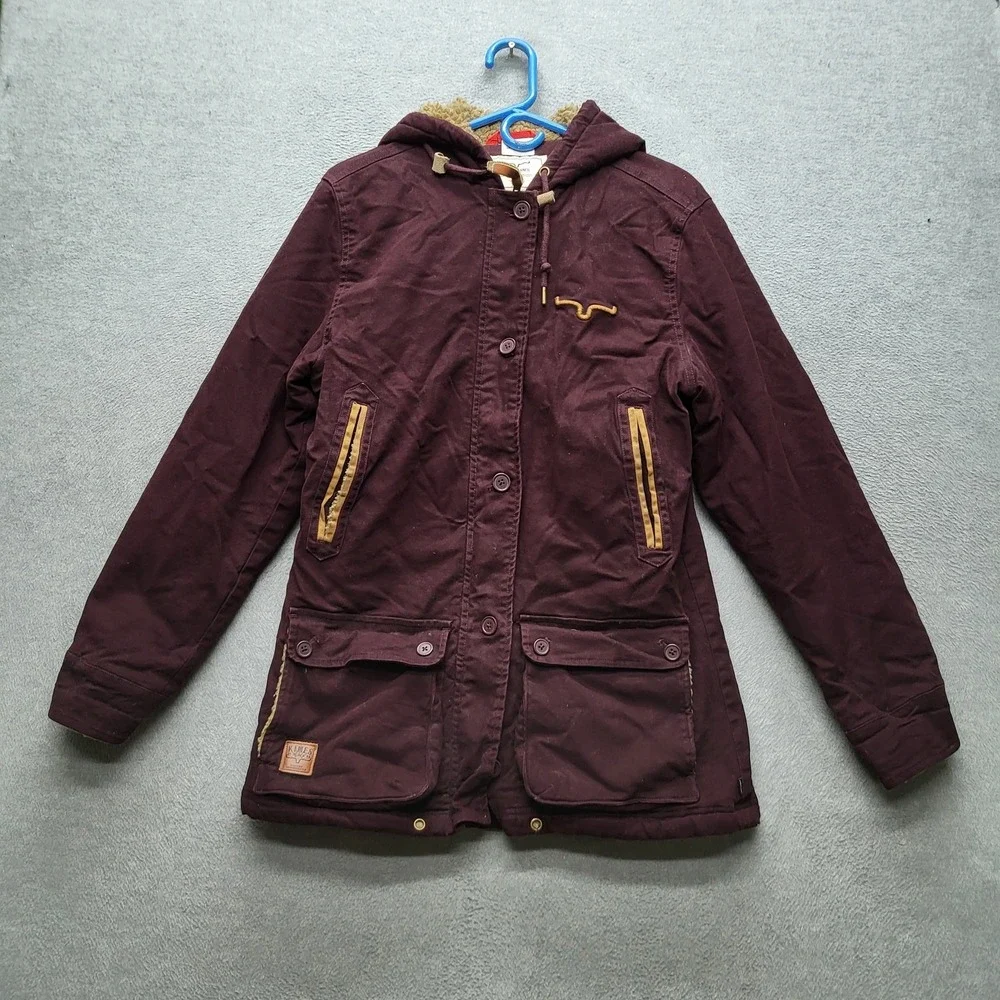 Kimes Ranch Men Jacket XL Burgundy AWA Western‎ Embroidered Sherpa Faux Fur